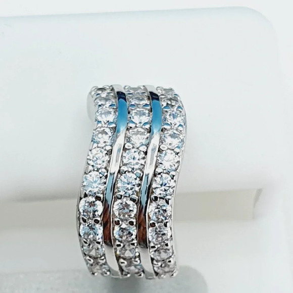 925 Silver Plated Blue 5A Zirconia Earrings \